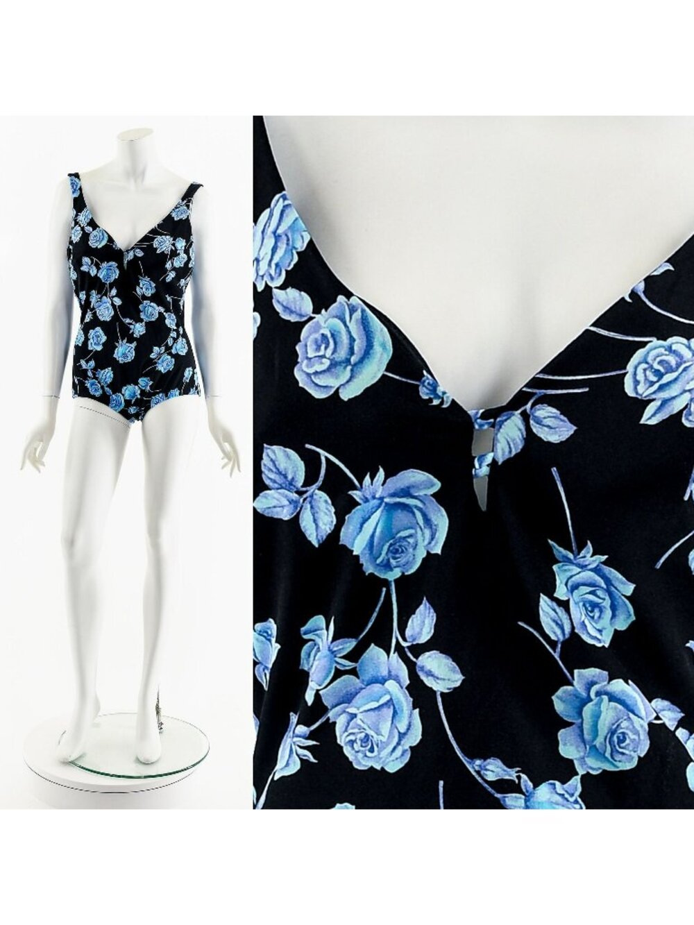 Blue Rose Retro Swimsuit 70s